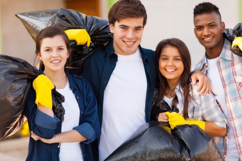 Professional cleaning crew beginning home clearance in Whitechapel.